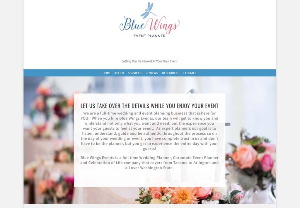 Blue Wings website design