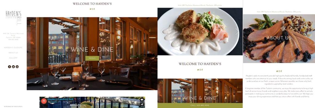 Hayden's Lakefront Grill Website Building