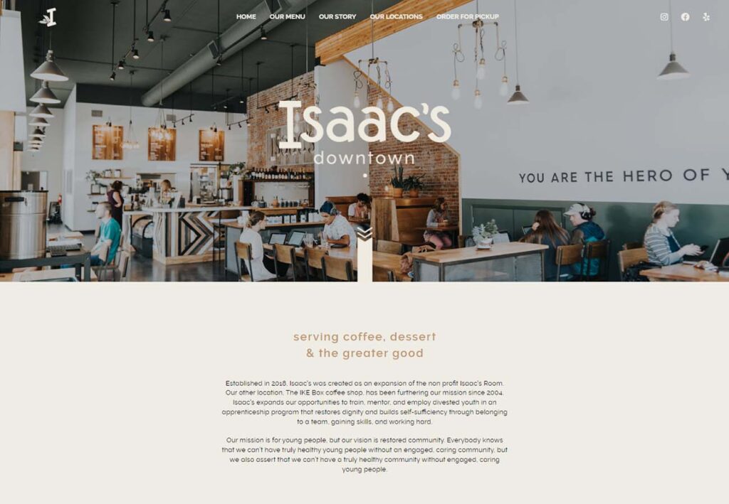 Isaac's Downtown Restaurant Website Creation