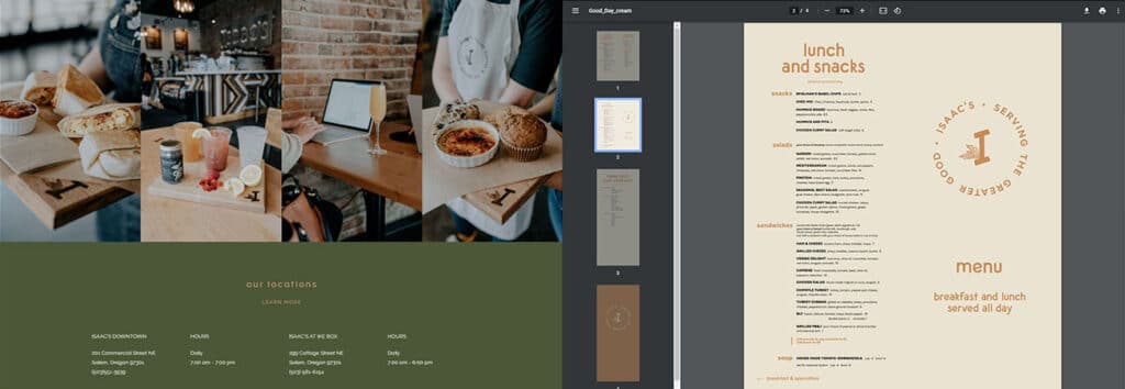 Isaac's Downtown Restaurant Website Design Development