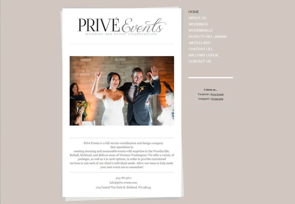 Privé Events Digital Marketing