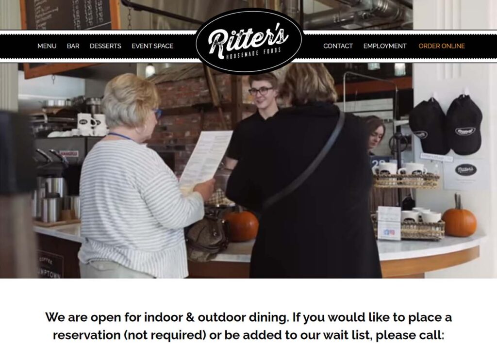 Ritter's Eatery Restaurant Website Development