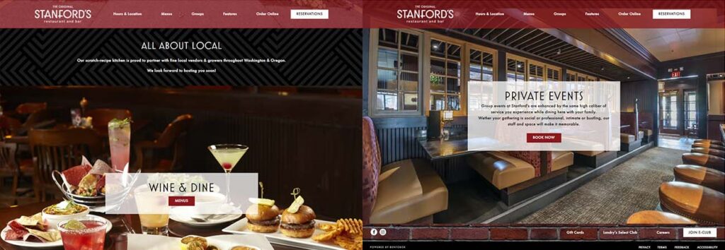 Stanford's Restaurant Custom Website Content