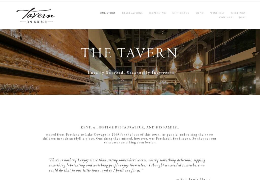 The Tavern Restaurant Great Web Design