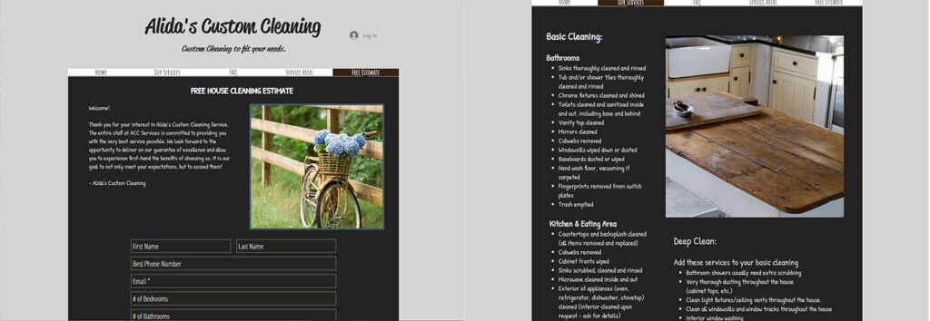 Alida's Custom Cleaning Web Development