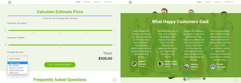 Oregon Pro Maids Custom Design