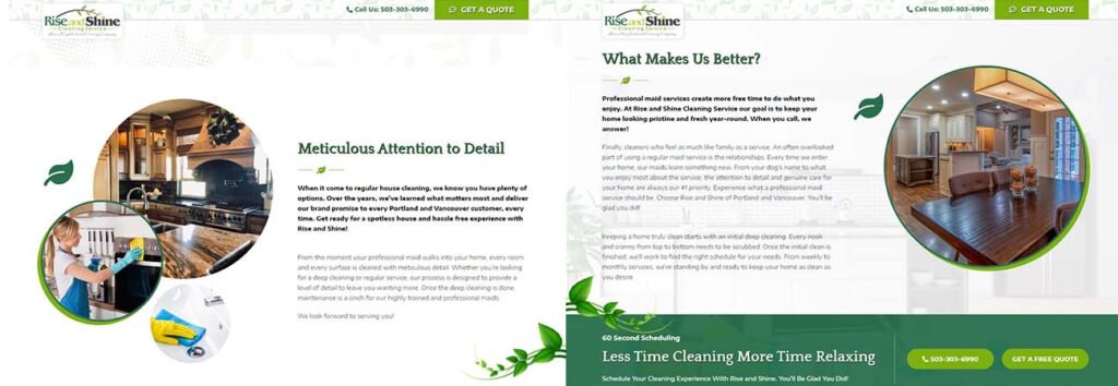 Rise and Shine Cleaning Web Development