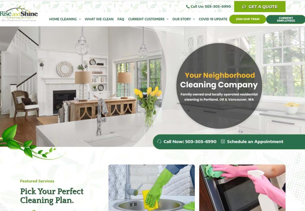 Rise and Shine Cleaning Website Design