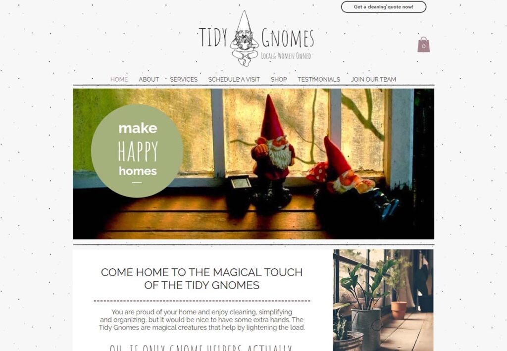Tidy Gnomes Cleaning Custom Website Creation