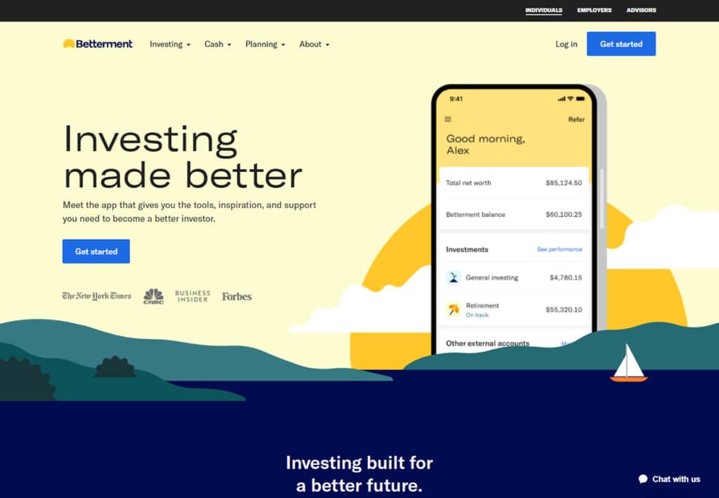 Betterment financial advisor website design