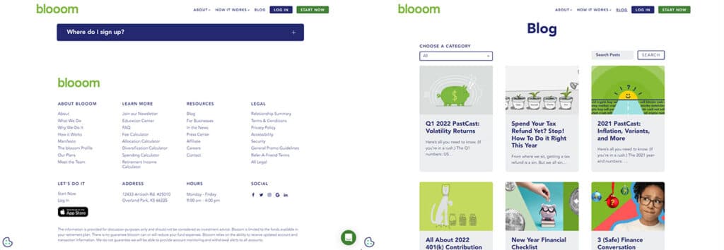 Blooom financial advisor Custom content