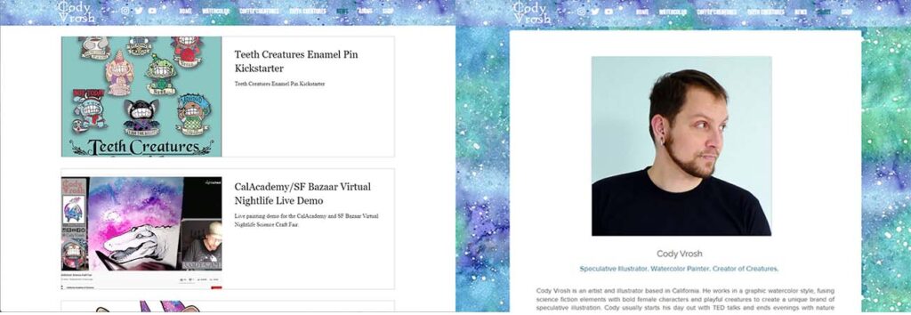 Cody Vrosh Portfolio custom custom website content