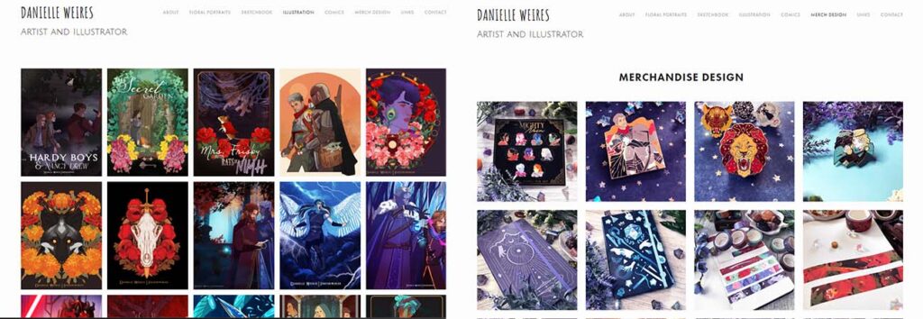 Danielle Weires Portfolio website bespoke design