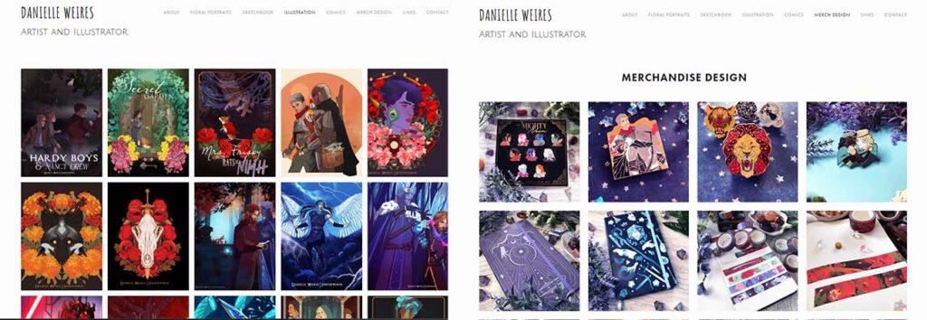 Danielle Weires Portfolio website bespoke design