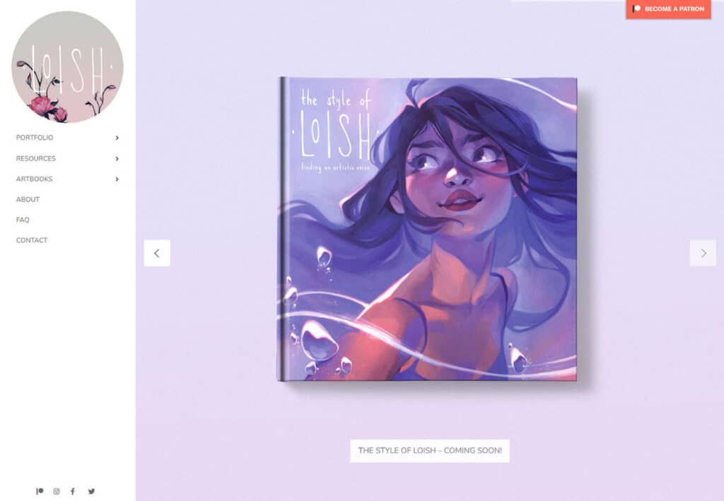 Loish Lois Van Baarle portfolio site design