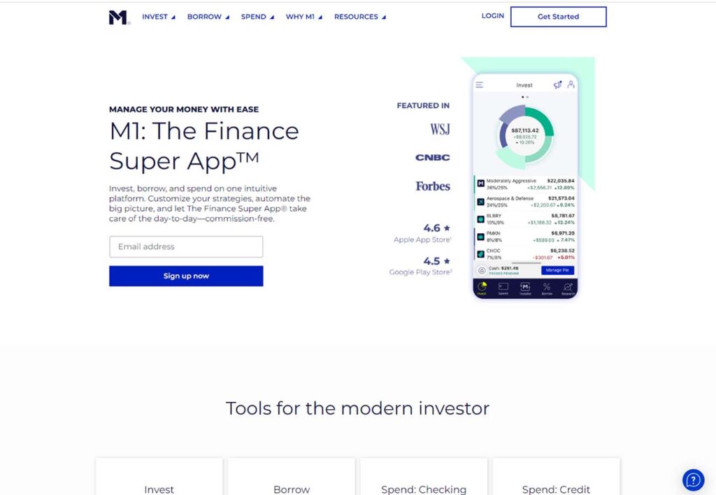 M1 financial advisor site design