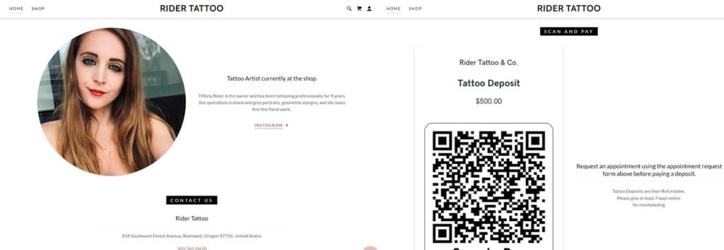 Tiffany Rider Tattoo portfolio custom website