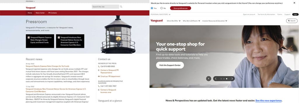 Vanguard financial advisor bespoke web design