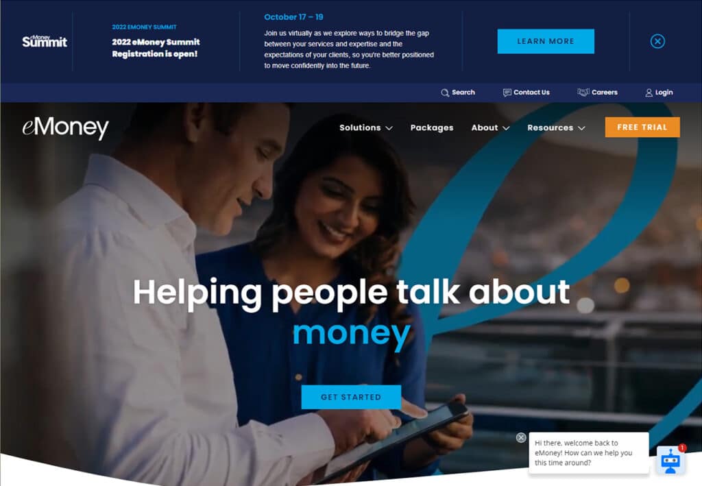 eMoney financial planning website content