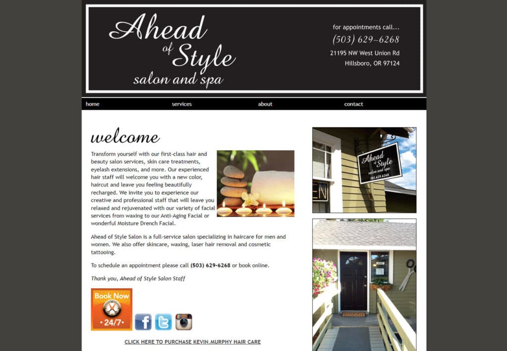 Ahead of style salon spa bespoke web designs