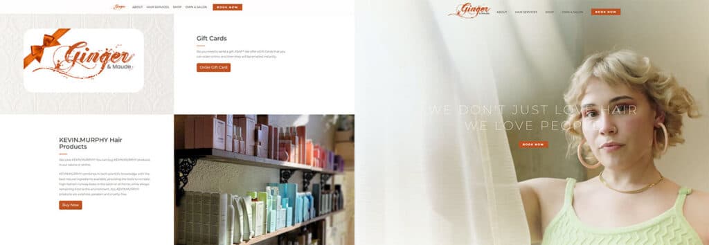 Ginger and Maude Salon bespoke website design