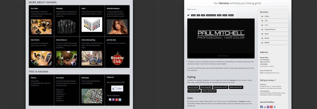 Havana hair salon bespoke website designs