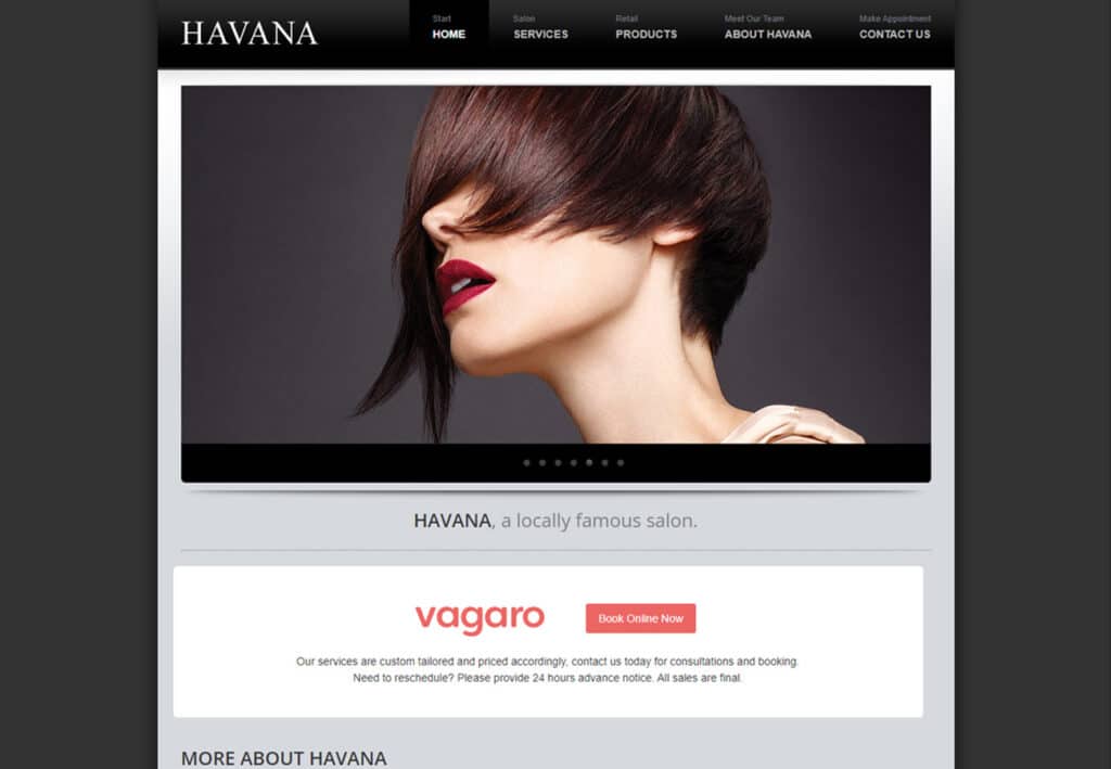 Havana salon custom web designs