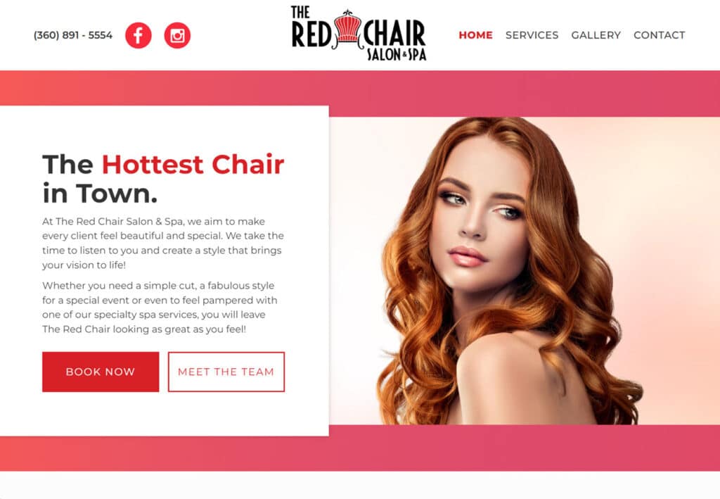 Red Chair Salon Spa customized website development
