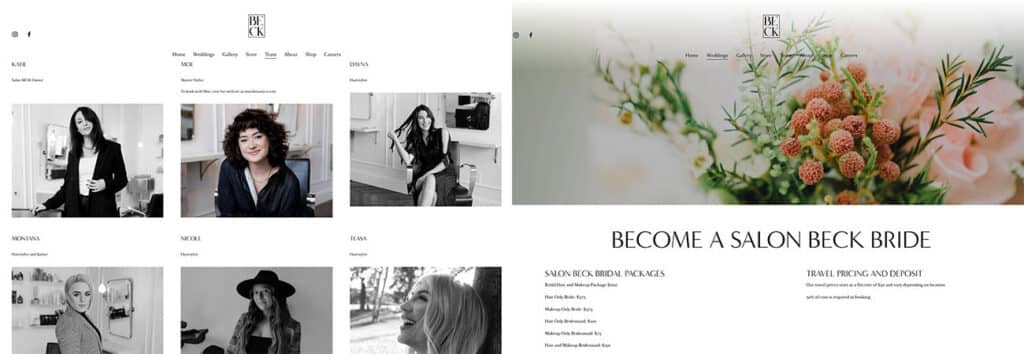 Salon Beck customized website