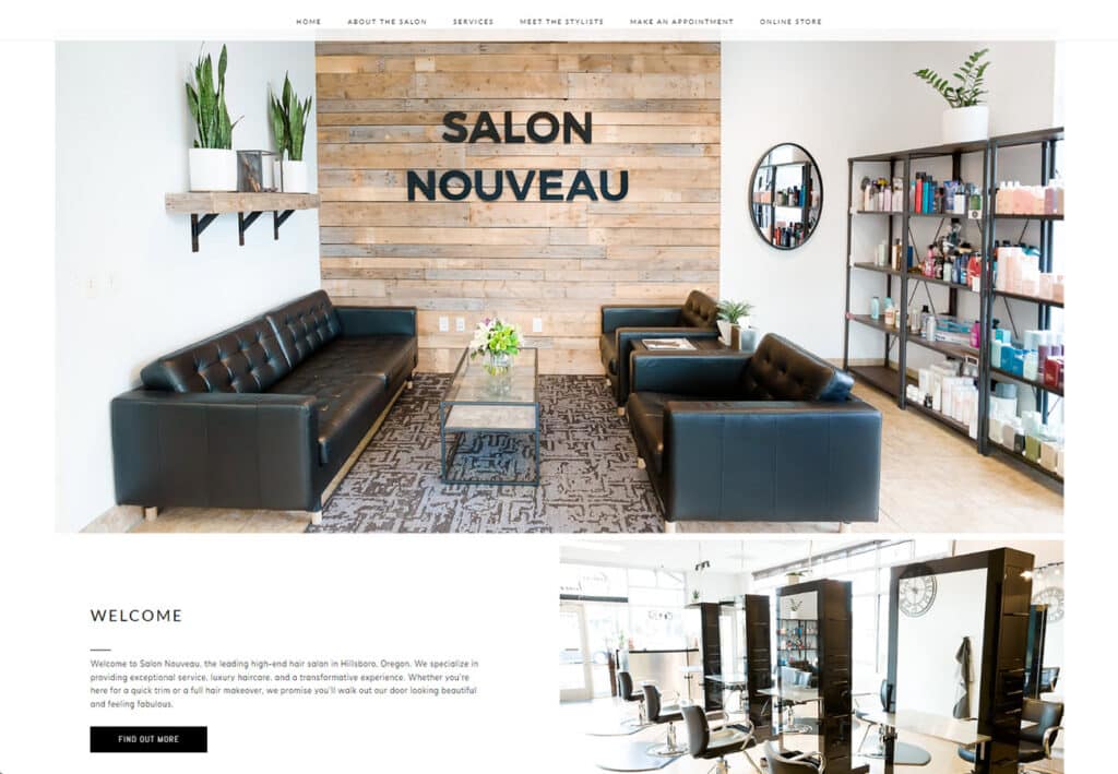 Salon Nouveau customized website design