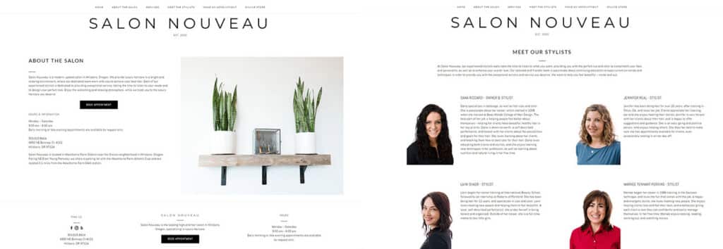 Salon Nouveau web designs portfolio