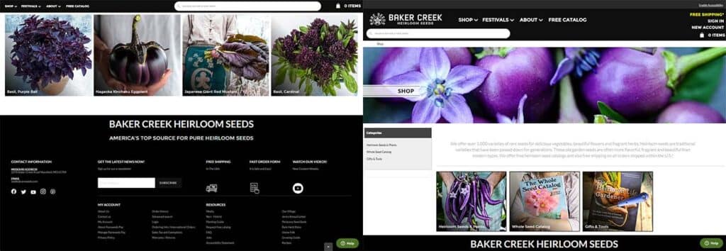 Baker Creek Heirloom Seeds web developer portfolio examples