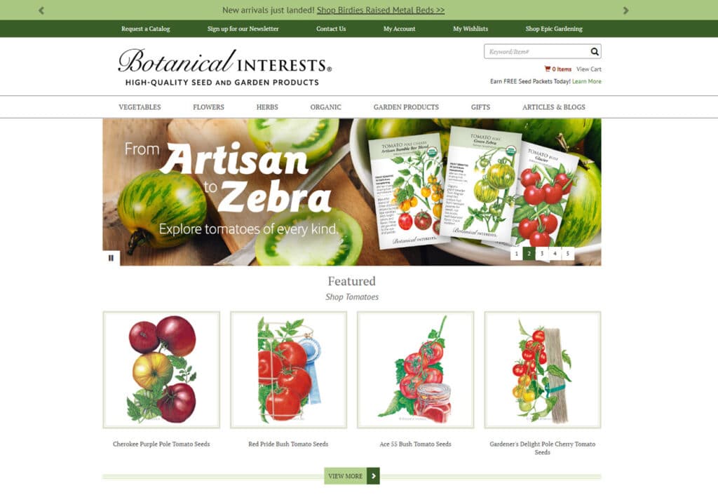 Botanical Interests Custom Website Designs
