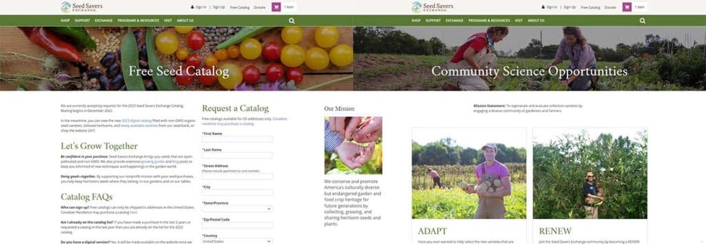 Seed Saver Exchange custom built website